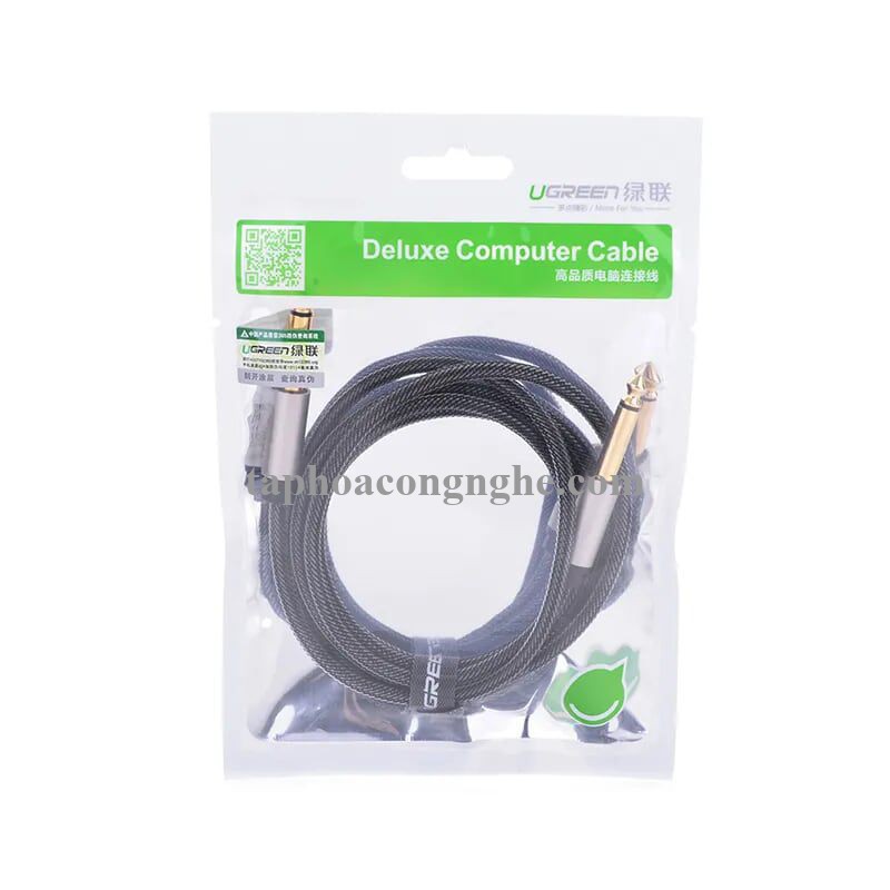 Ugreen 40812 3M màu Đen Cáp âm thanh 2 đầu 6.5mm dương cao cấp AV128 30040812